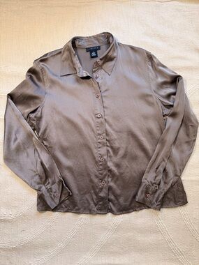The Limited 100% Silk Light Brown Button-Up Dress Shirt